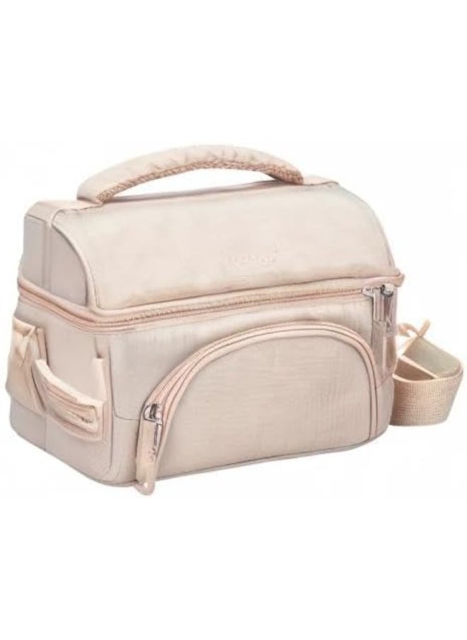 Bentgo Deluxe Lunch Bag - Durable and Insulated Lunch Tote with Zippered Outer Pocket, Internal Mesh Pocket, Padded and Adjustable Straps, & 2-Way Zippers - Fits All Bentgo Lunch Boxes (Sand)