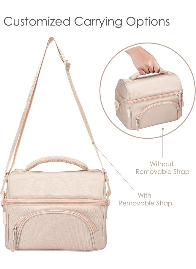 Bentgo Deluxe Lunch Bag - Durable and Insulated Lunch Tote with Zippered Outer Pocket, Internal Mesh Pocket, Padded and Adjustable Straps, & 2-Way Zippers - Fits All Bentgo Lunch Boxes (Sand)