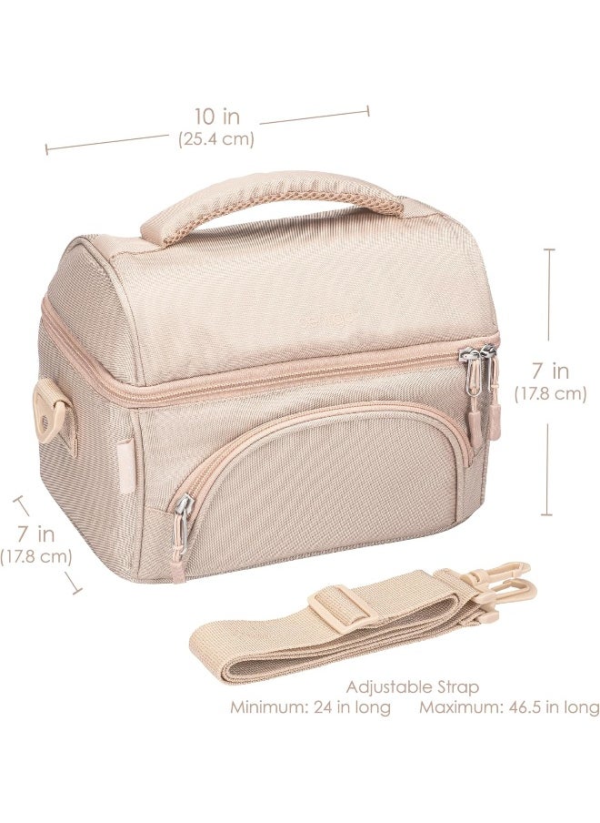 Bentgo Deluxe Lunch Bag - Durable and Insulated Lunch Tote with Zippered Outer Pocket, Internal Mesh Pocket, Padded and Adjustable Straps, & 2-Way Zippers - Fits All Bentgo Lunch Boxes (Sand)