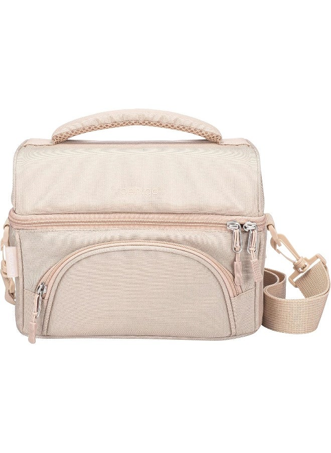 Bentgo Deluxe Lunch Bag - Durable and Insulated Lunch Tote with Zippered Outer Pocket, Internal Mesh Pocket, Padded and Adjustable Straps, & 2-Way Zippers - Fits All Bentgo Lunch Boxes (Sand)