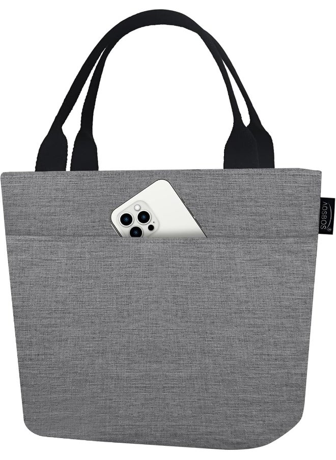 Aosbos Lunch Box Adult Lunch Bags for Women Soft Cooler Bag Large Tote Bag Lunch Cooler Insulated Snack Bag Lunch Pail Lunch Kit Travel Tote Meal Prep Bento Bag Loncheras Para Mujer, Grey