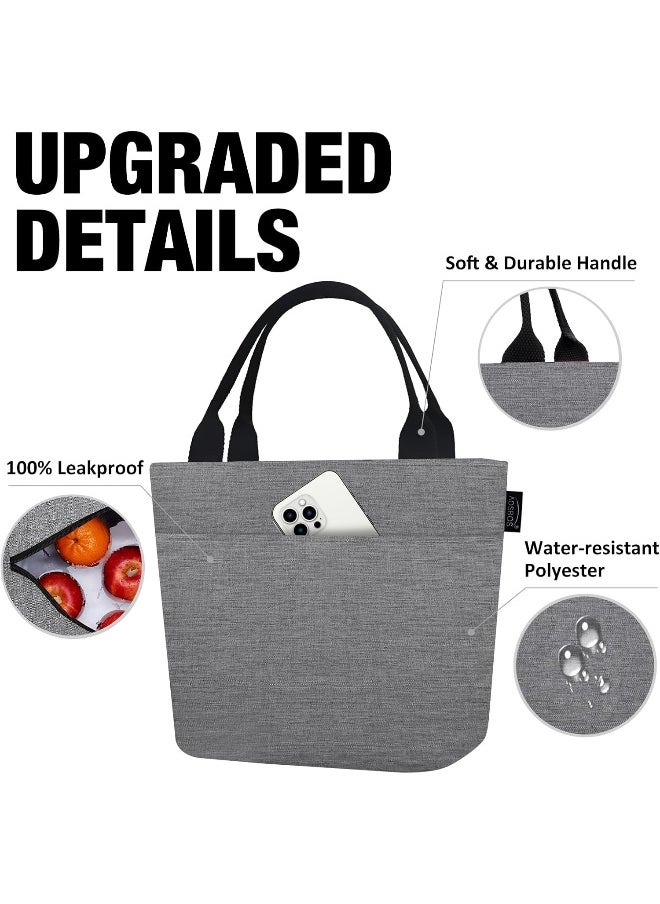 Aosbos Lunch Box Adult Lunch Bags for Women Soft Cooler Bag Large Tote Bag Lunch Cooler Insulated Snack Bag Lunch Pail Lunch Kit Travel Tote Meal Prep Bento Bag Loncheras Para Mujer, Grey