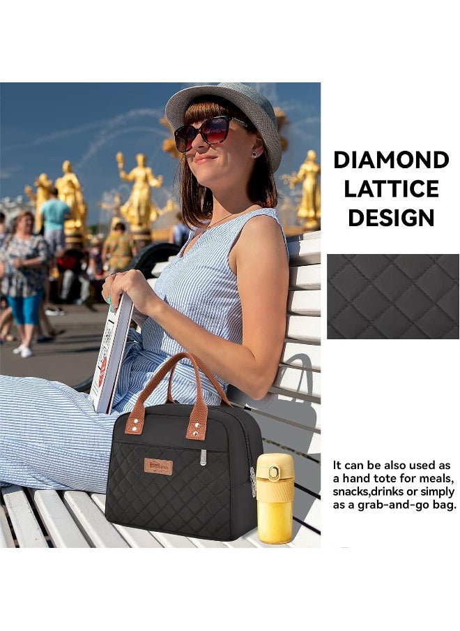 HOMESPON Insulated Lunch Bag for Women Men Adults Lunch Tote with Front Pocket Lunch Box Container Cooler Bag for Work Picnic (Black)