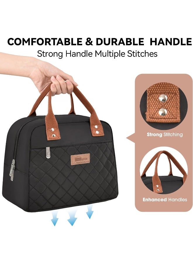 HOMESPON Insulated Lunch Bag for Women Men Adults Lunch Tote with Front Pocket Lunch Box Container Cooler Bag for Work Picnic (Black)