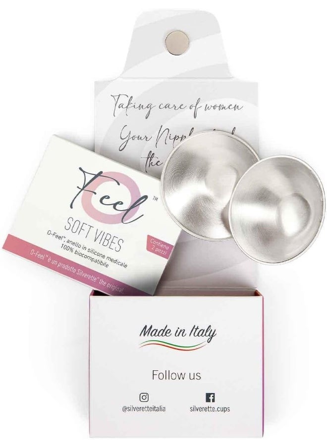 SILVERETTE XL The Original Silver Nursing Cups - Soothe and Protect Your Nursing Nipples - Made in Italy (XL + O-Feel)