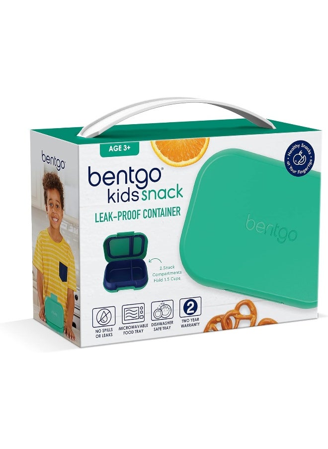 Bentgo Kids Snack - 2 Compartment Leak-Proof Bento-Style Food Storage for Snacks and Small Meals, Easy-Open Latch, Dishwasher Safe, and BPA-Free - Ideal for Ages 3+ (Green/Navy)