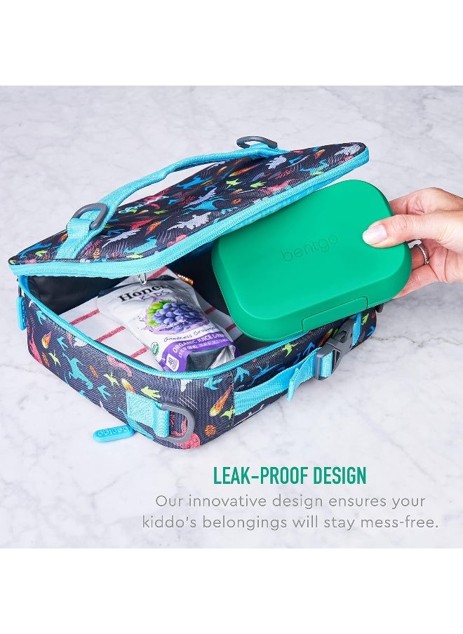 Bentgo Kids Snack - 2 Compartment Leak-Proof Bento-Style Food Storage for Snacks and Small Meals, Easy-Open Latch, Dishwasher Safe, and BPA-Free - Ideal for Ages 3+ (Green/Navy)