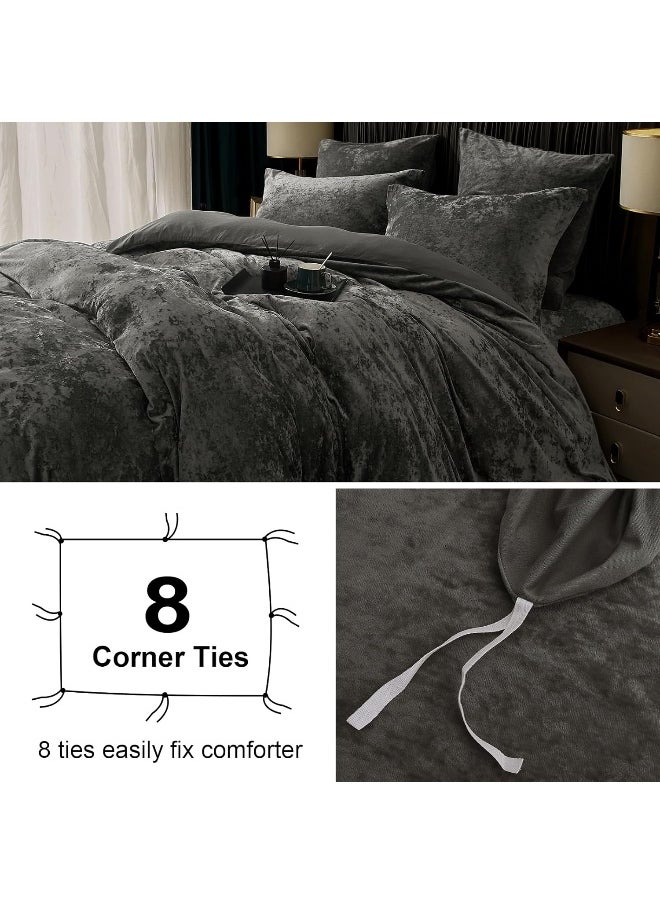 PHF Truly Velvet Duvet Cover Set Twin Size, 2pcs Ultra Soft Breathable Comforter Cover Set, Luxury Cozy Flannel Duvet Cover with Pillow Shams Bedding Collection, 68