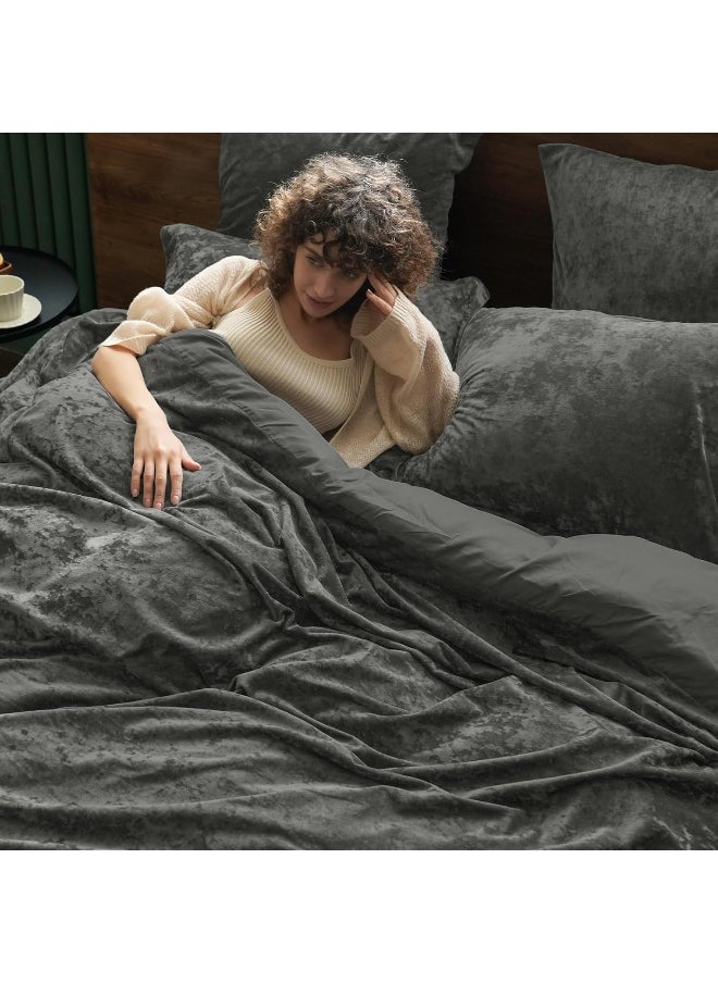 PHF Truly Velvet Duvet Cover Set Twin Size, 2pcs Ultra Soft Breathable Comforter Cover Set, Luxury Cozy Flannel Duvet Cover with Pillow Shams Bedding Collection, 68
