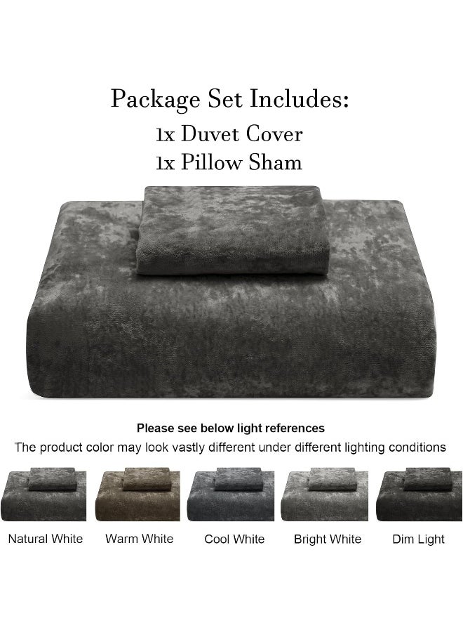 PHF Truly Velvet Duvet Cover Set Twin Size, 2pcs Ultra Soft Breathable Comforter Cover Set, Luxury Cozy Flannel Duvet Cover with Pillow Shams Bedding Collection, 68