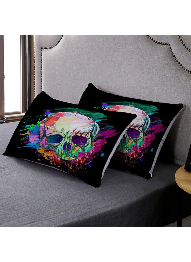 AILONEN Skull Bedding Sets for Teen Boys, Skull Pattern Printed Duvet Cover Set, Skeleton Theme Bedding Set, Comforter Cover Full Size