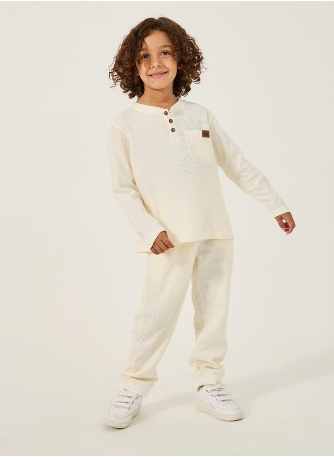 Set of 2 - Textured Badge Detail Joggers with Pockets