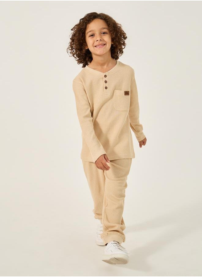 Set of 2 - Textured Badge Detail Joggers with Pockets
