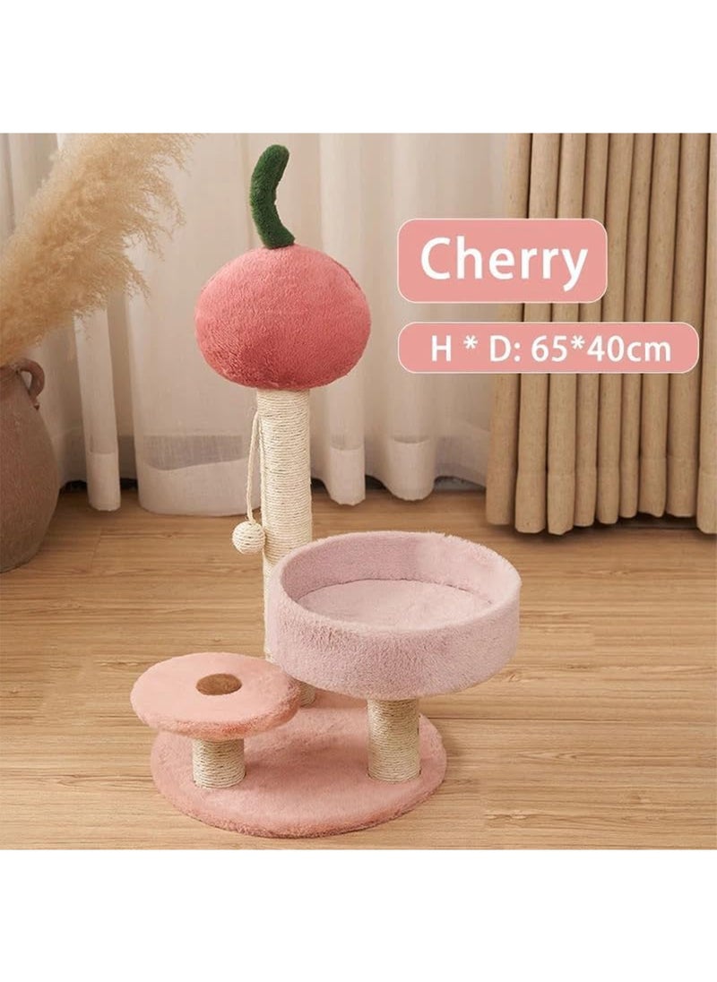 Cat Scratching Post Tall Sisal Cactus Cat Scratcher with 3 Different Height Poles and Hanging Ball