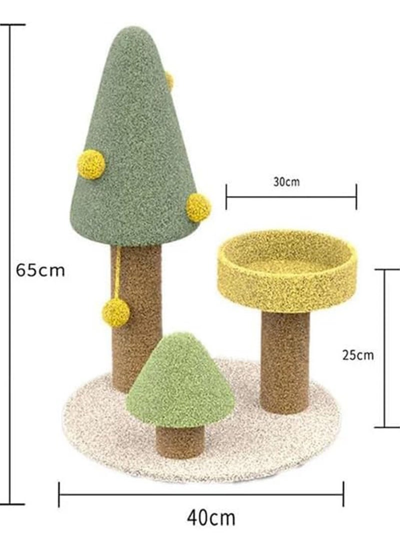 Cat Scratching Post Tall Sisal Cactus Cat Scratcher with 3 Different Height Poles and Hanging Ball