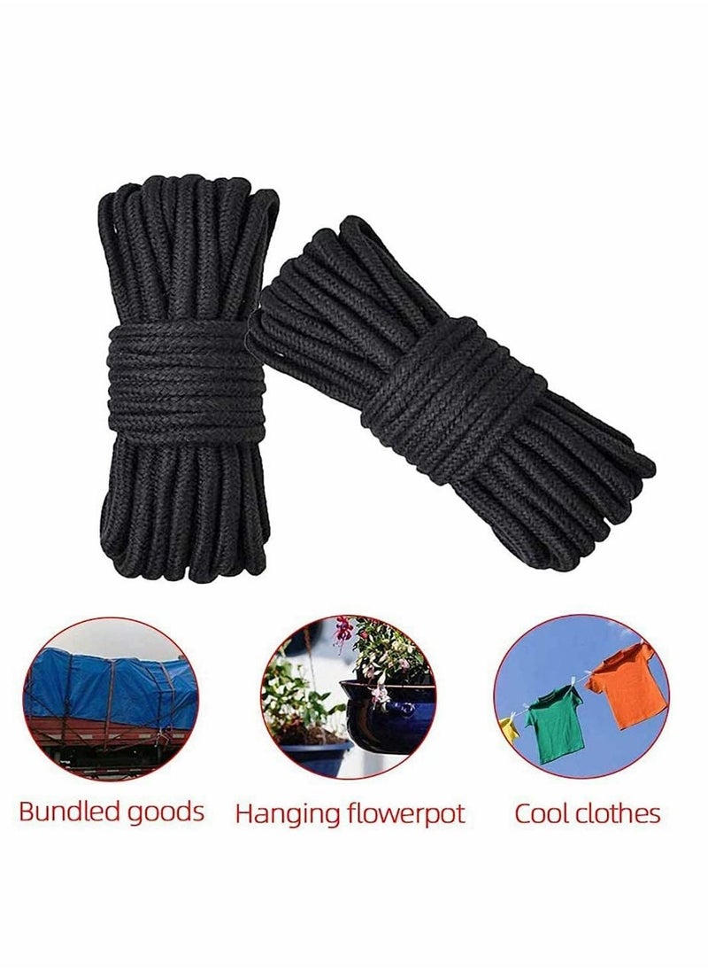 2 Roll 10M Soft Black Cotton Rope, for Wall Hanging, Decor Crafts Projects Macrame Knotting and Home Decoration