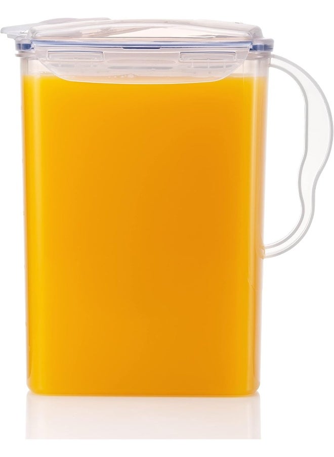 LocknLock Aqua Fridge Door Water Jug with Handle BPA Free Plastic Pitcher with Flip Top Lid Perfect for Making Teas and Juices, 3 Quarts, Clear