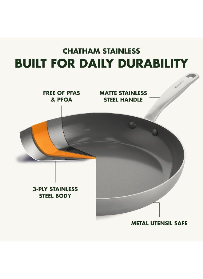 GreenPan Chatham Tri-Ply Stainless Steel Healthy Ceramic Nonstick 8