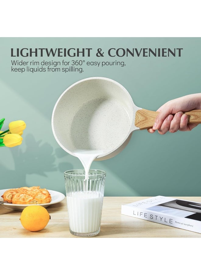 SENSARTE White Ceramic Nonstick Saucepan with Lid 2.5 Quarts