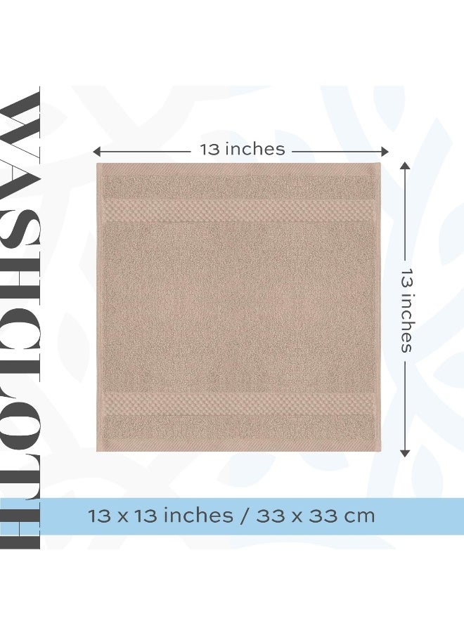 White Classic Luxury Washcloths for Bathroom-Hotel-Spa-Kitchen-Set - Circlet Egyptian Cotton - Highly Absorbent Hotel Quality Face Towels - Bulk Set of 12-13x13 Inch (Taupe)