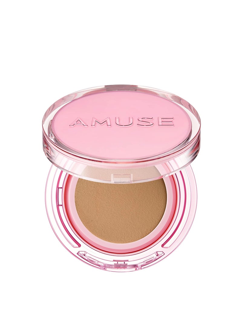 Amuse SEOUL DEW POWER VEGAN CUSHION 04 TAN | deep beige | dewy, glow, long-lasting, double coverage, clean beauty, lightweight, natural look, foundation for sensitive skin, hydrating cushion