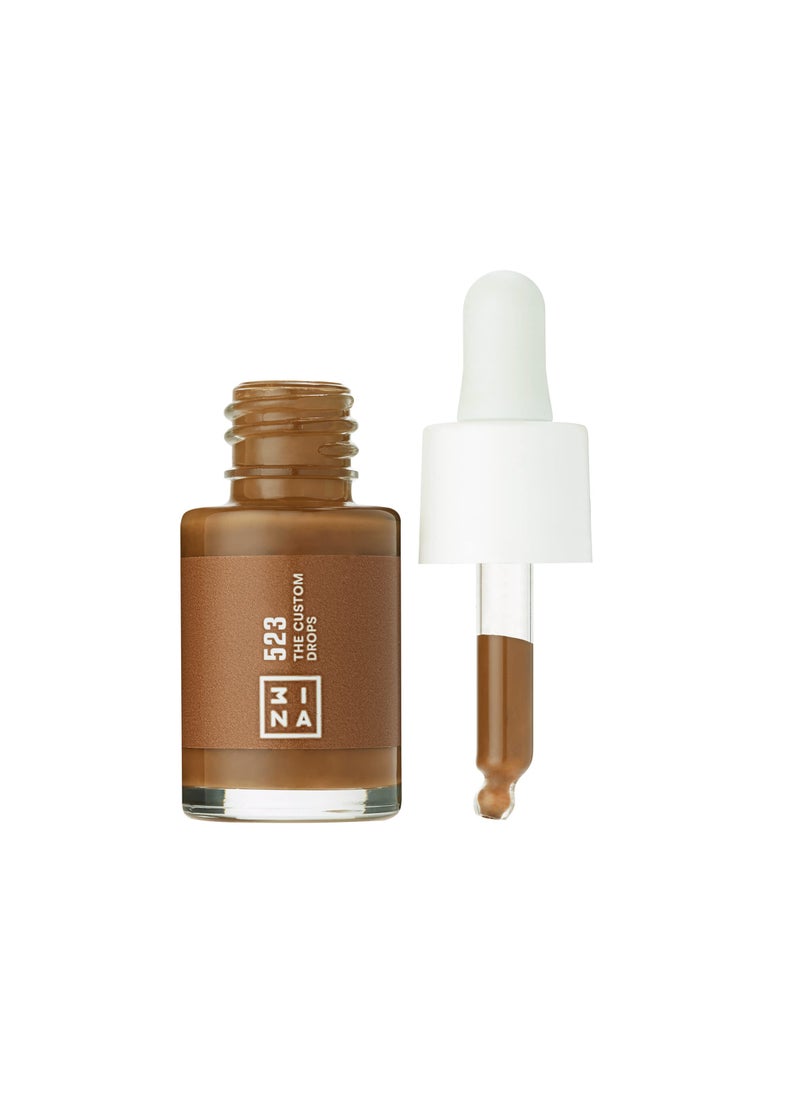 3ina MAKEUP - Vegan - The Custom Drops 523 - Brown - Foundation Drops to Adjust Makeup - Durable Formula - Matte Effect - Oil-Free - Matte Varnish - Cruelty Free