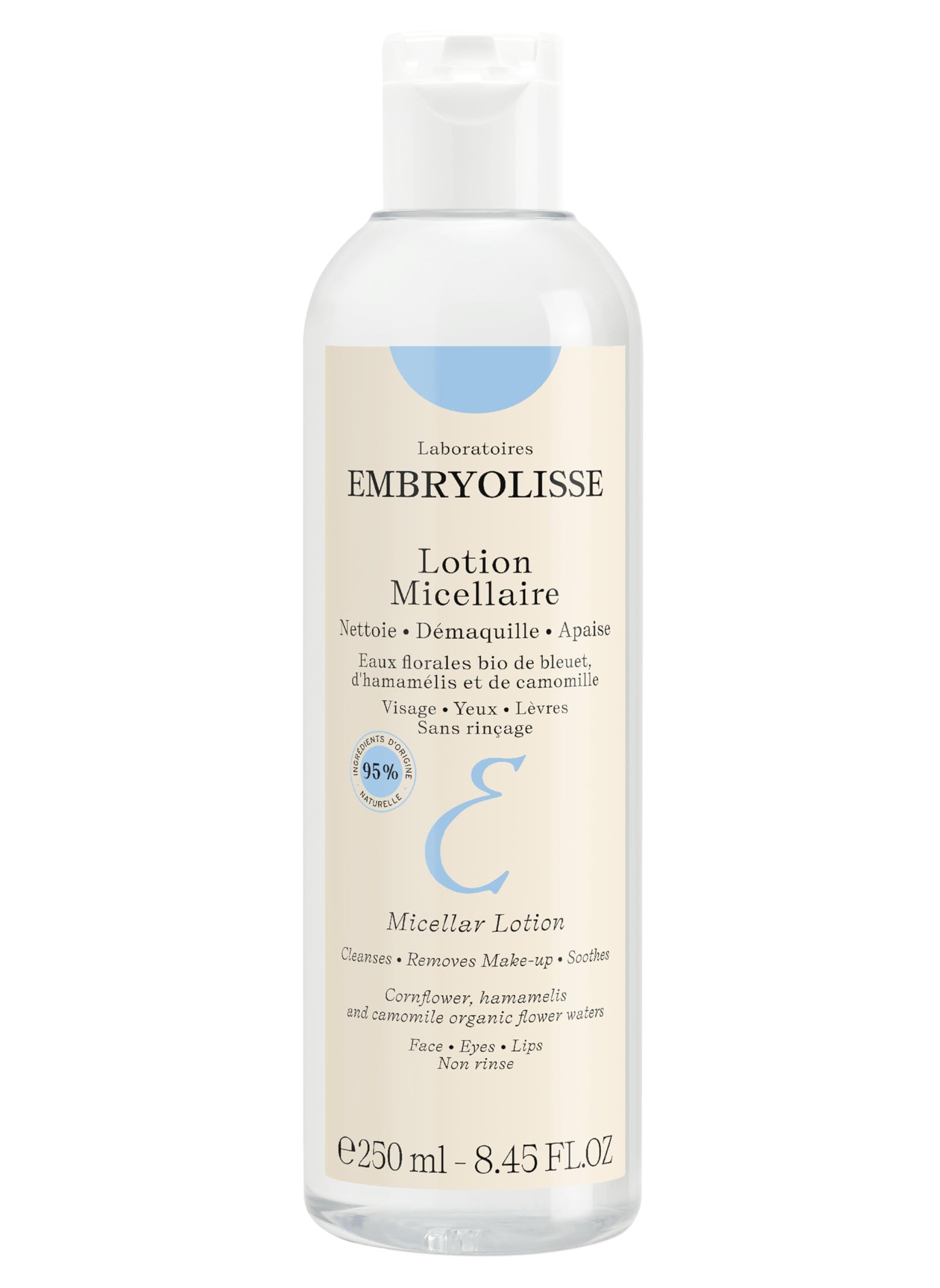 Embryolisse Gentle Micellar Lotion for Face and Eyes. Natural Floral Water Makeup Remover & Cleansing Care With Chamomile, Cornflower & Witch Hazel, 8.45 Fl Oz