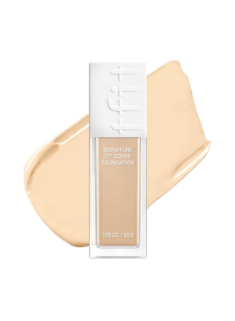 Signature Fit Cover Foundation - Blemish Cover, Full Coverage, Matte & Poreless Finish, Long-lasting & Lightweight, Korean Makeup, 1.02 Fl Oz (C01 Porcelain, 1.02 Fl Oz)