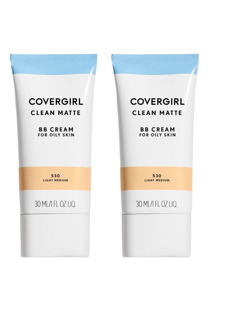 COVERGIRL Clean Matte Bb Cream for Oily Skin, Light Medium 530, 1 Fl Oz (2 Count)