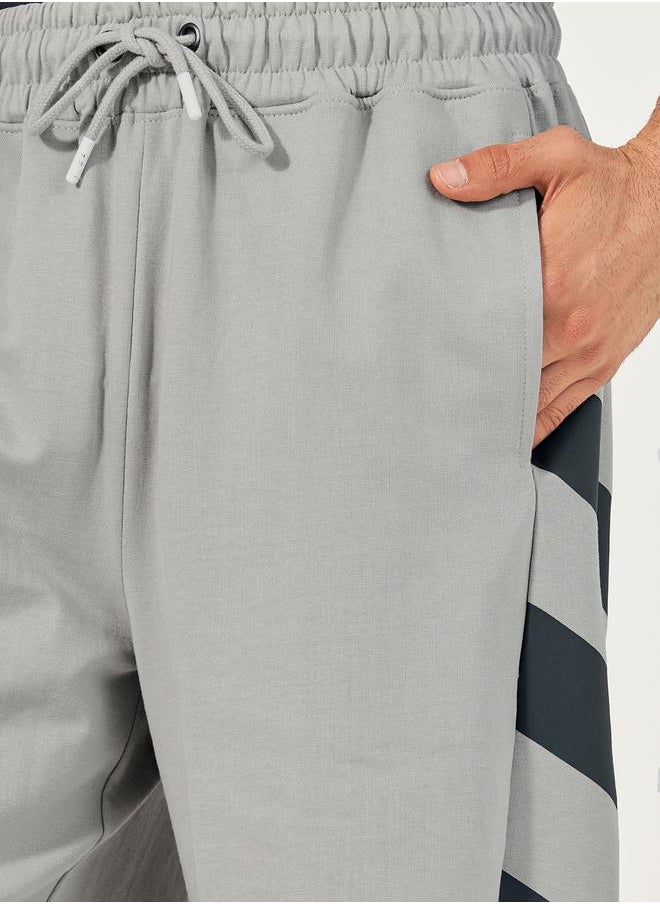 Oversized Cotton Terry Block Striped Shorts