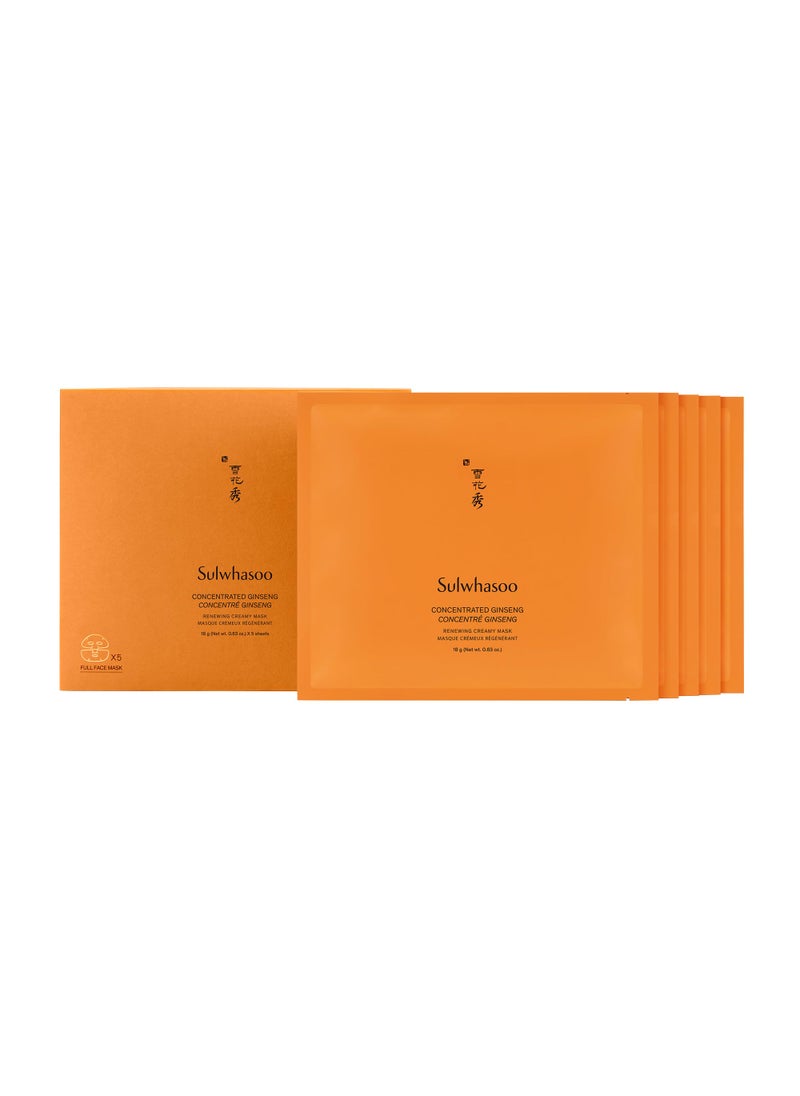 Sulwhasoo Concentrated Ginseng Renewing Sheet Mask - Korean Anti-Aging Skincare, Visibly Improves Wrinkles and Firmness, Nourishes, Hydrates & Soothes, Ginseng, Peptides & Squalene