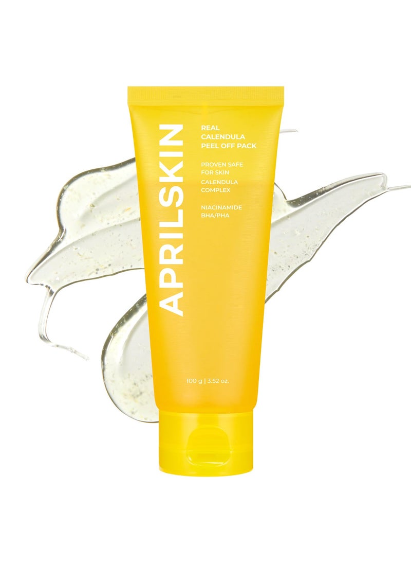 APRILSKIN Calendula Flower-Infused Facial Peel Off Mask, 3.52 fl. oz, PHA, BHA & Niacinamide gently exfoliates, removes impurities, improves uneven skin tone, and minimizes pores, Korean Skincare