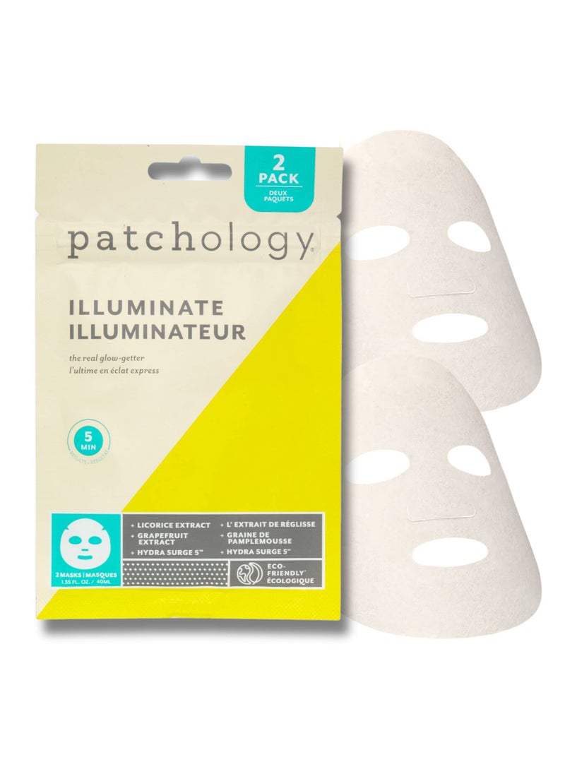 Patchology Brightening Face Masks with Vitamin C - Men & Women Face Masks Skin Care Sheet for Skin Brightening and More Even Skin Tone - Illuminate FlashMasque Face Sheets Moisturizer (2 Count)