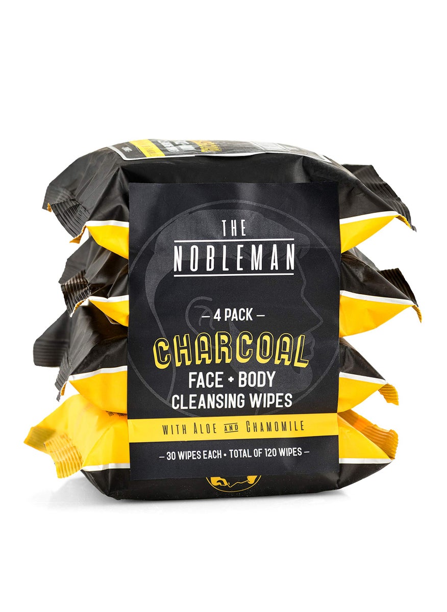 Men's Charcoal Face + Body Cleansing Wipes - 4 Pack (120ct)