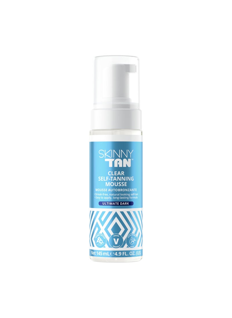 Skinny Tan Clear Self-Tanning Mousse - Self Tanner with Hyaluronic Acid and Aloe Vera - Fast Drying Provides Gorgeous Glow - Ultimate Dark - 4.9 oz