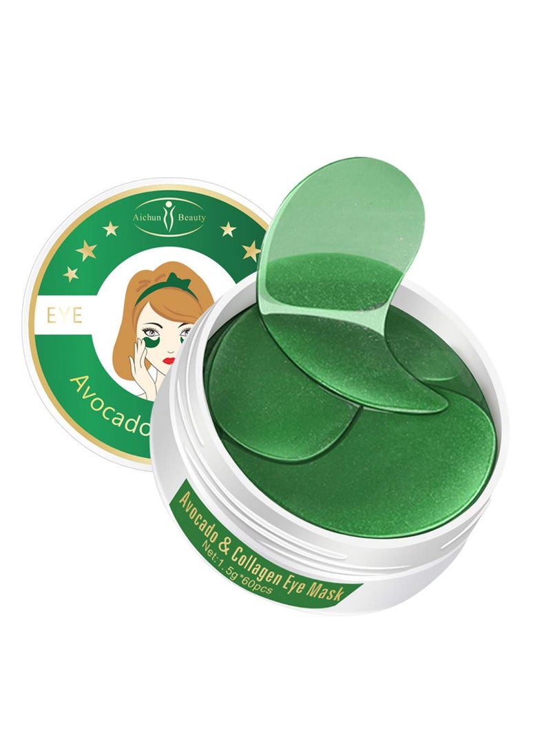 AICHUN BEAUTY 30 Pair Collagen Eye Mask Patch Hydro Gel Pad Anti-Wrinkle Dark Circles Bags Soft Smooth Skin Care Hydration Moisturizing (AVOCADO)