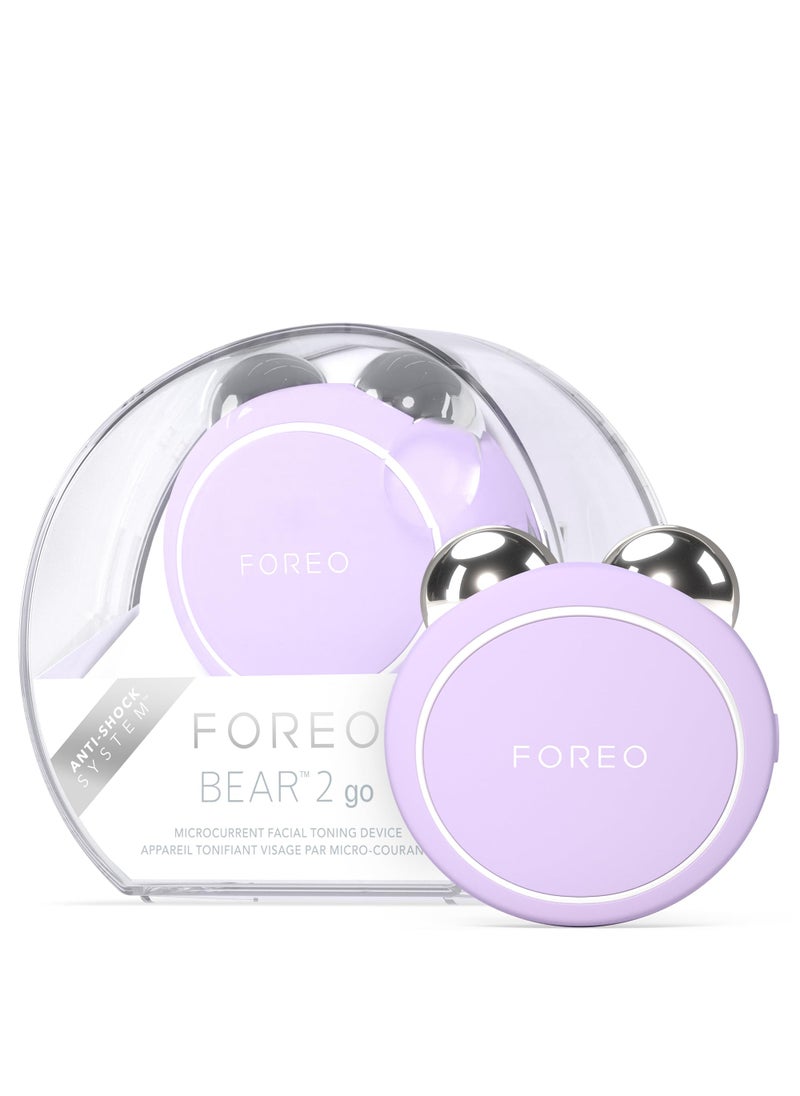 FOREO BEAR 2 go - Travel-friendly Toning Microcurrent Facial Device - For Fine Lines & Wrinkles - Anti Aging - Face Sculpting - Instant Full Face Lift - Firm & Contour - Compact Skin Care - Lavender