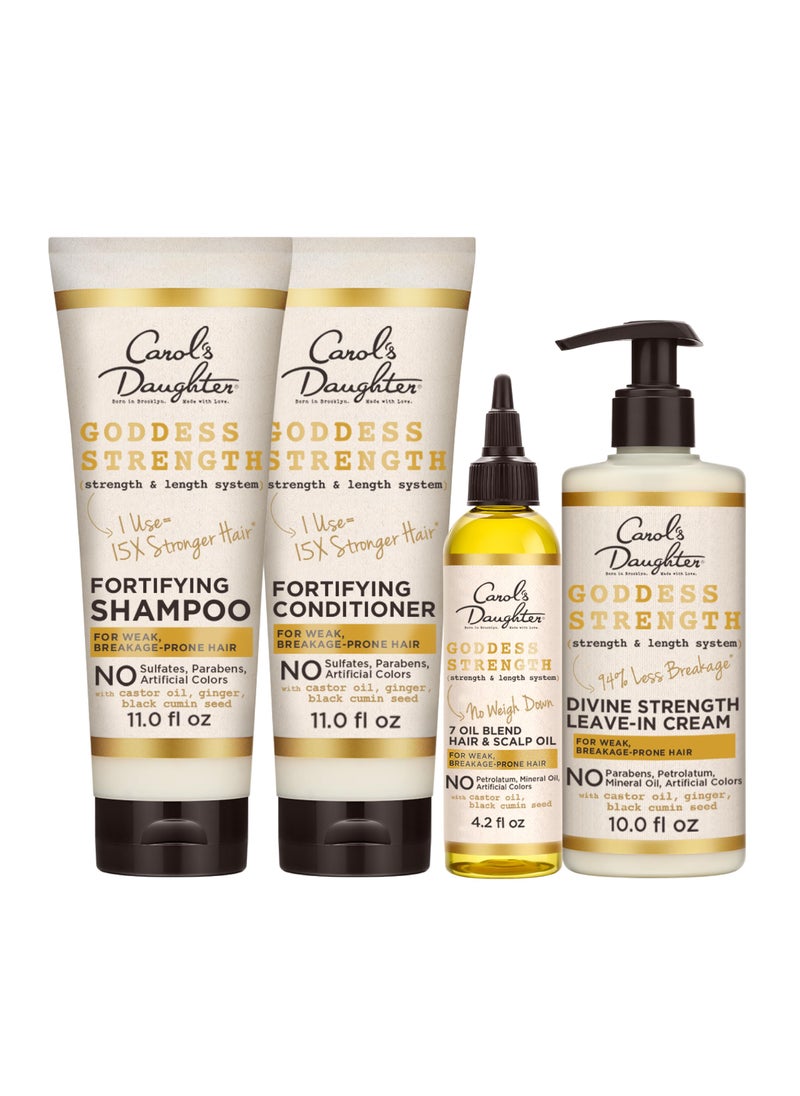 Carol's Daughter X Coco Gauff Goddess Strong Bundle: Hair Care Kit with Shampoo, Conditioner, Leave-In Treatment and Scalp Oil, 4 Items