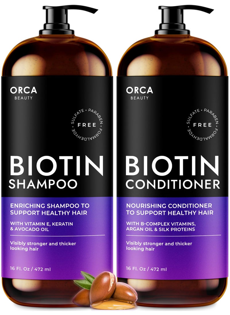 Biotin Shampoo and Conditioner for Women and Men - Volumizing Shampoo and Conditioner Set to help boost thinning hair - Hydrating, Nourishing Hair Loss Shampoo and Conditioner