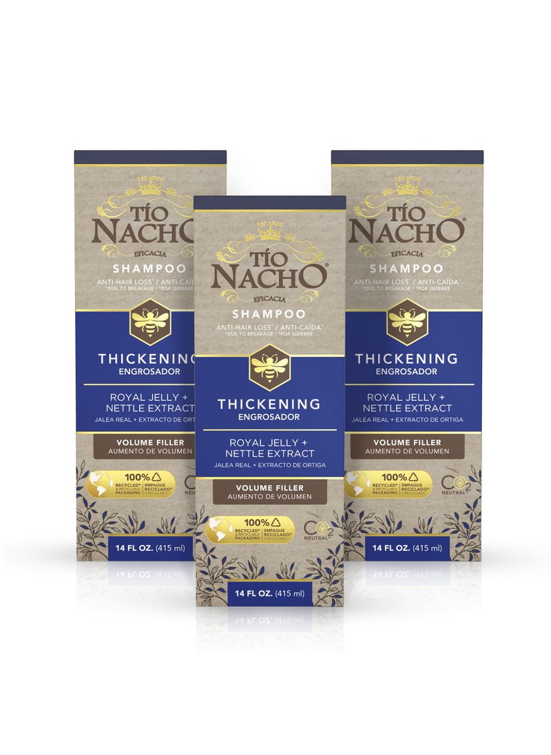 Tio Nacho Anti Hair Loss Thickening Volume Filler Shampoo with Royal Jelly & Rosemary, Volumizing & Body-Boosting Hair Care, 14 Fluid Ounces (Pack of 3)