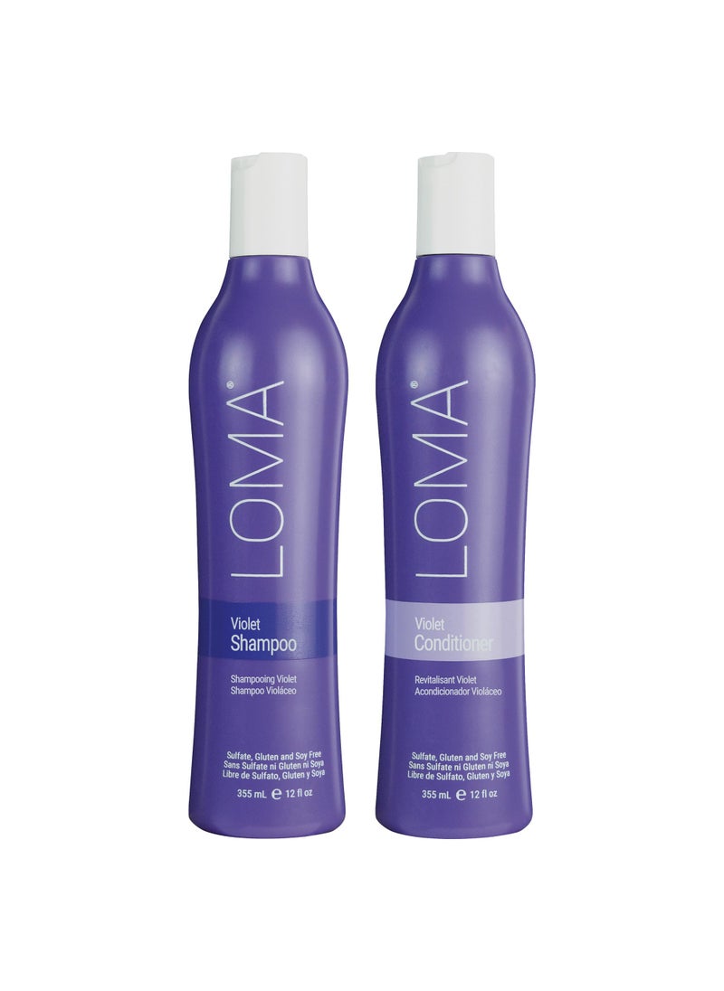 Loma Hair Care Violet Shampoo Violet Conditioner Duo, 12 Fl Oz , 2 Count (Pack of 1)