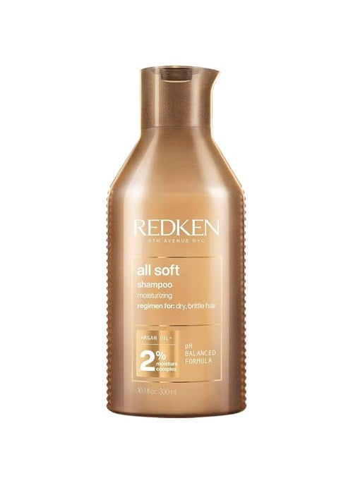 Redken All Soft Shampoo | Deeply Moisturizes and Hydrates | Softens, Smooths, and Adds Shine | Safe for Color-Treated Hair | Nourishing Shampoo for Dry Hair | With Argan Oil