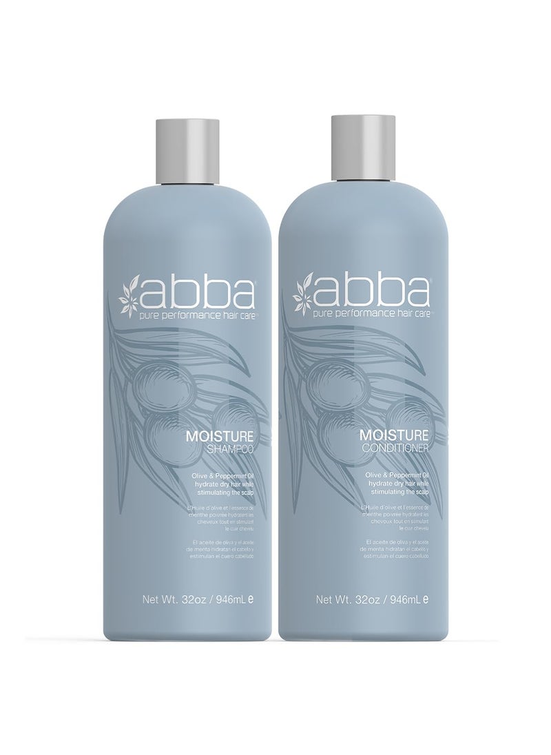 ABBA - Pure Moisture Shampoo & Conditioner Duo - Olive Butter & Peppermint Oil, 32 fl oz Each
