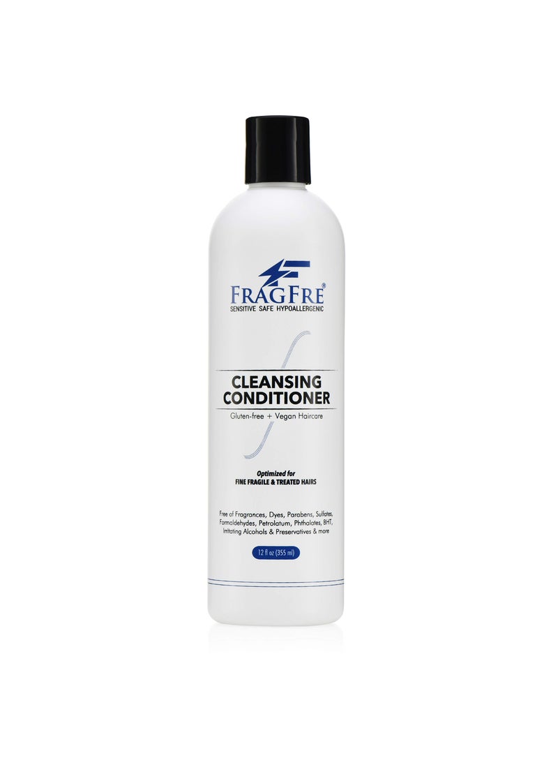 FRAGFRE Cleansing Conditioner for Fine Fragile and Treated Hairs 12 oz - Co-Wash for Sensitive Scalps - No Fragrance No Sulfate No Parabens - Hypoallergenic Vegan Co-wash (1 Pack)