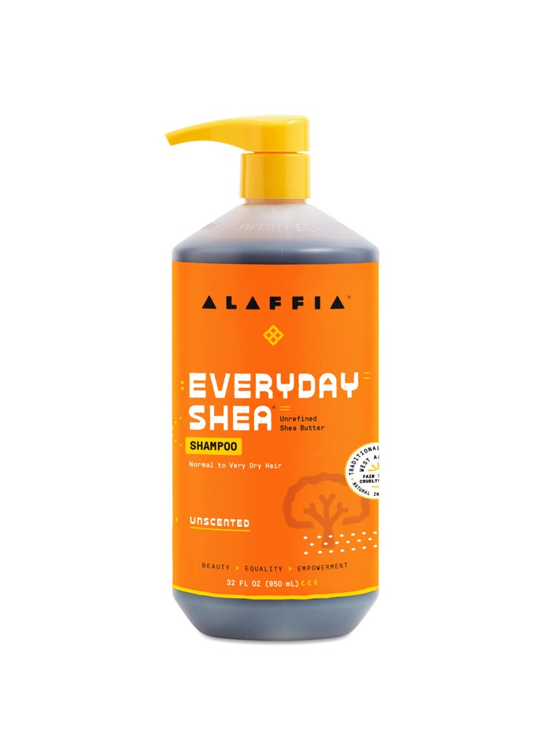 Alaffia EveryDay Shea Shampoo, Unscented, Gentle Cleansing Shampoo for Normal to Dry Hair. Made with Fair Trade Unrefined Shea Butter, No Parabens or Phthalates, 32 fl oz