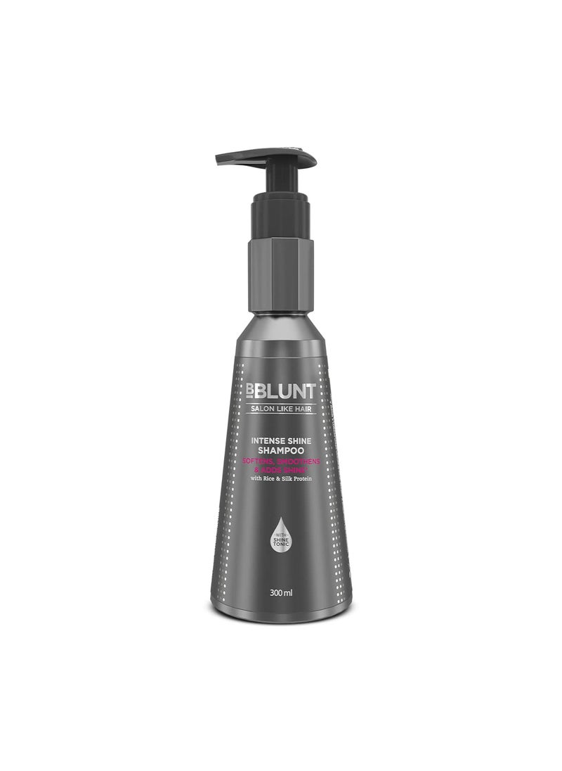 BBLUNT Intense Shine Shampoo | Enriched with Shine Tonic, Rice, Silk Protein | Softens, Smoothens, Adds Shine | Gently Cleanses & Hydrates | Color-Safe | 10.14 Fl Oz (300ml)