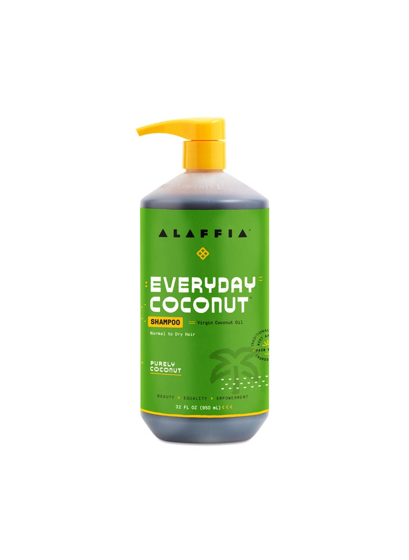 Alaffia EveryDay Coconut Shampoo - Normal to Dry Hair, Helps Gently Clean Scalp and Hair of Impurities with Ginger and Coconut Oil, Fair Trade, Purely Coconut 32 Fl Oz