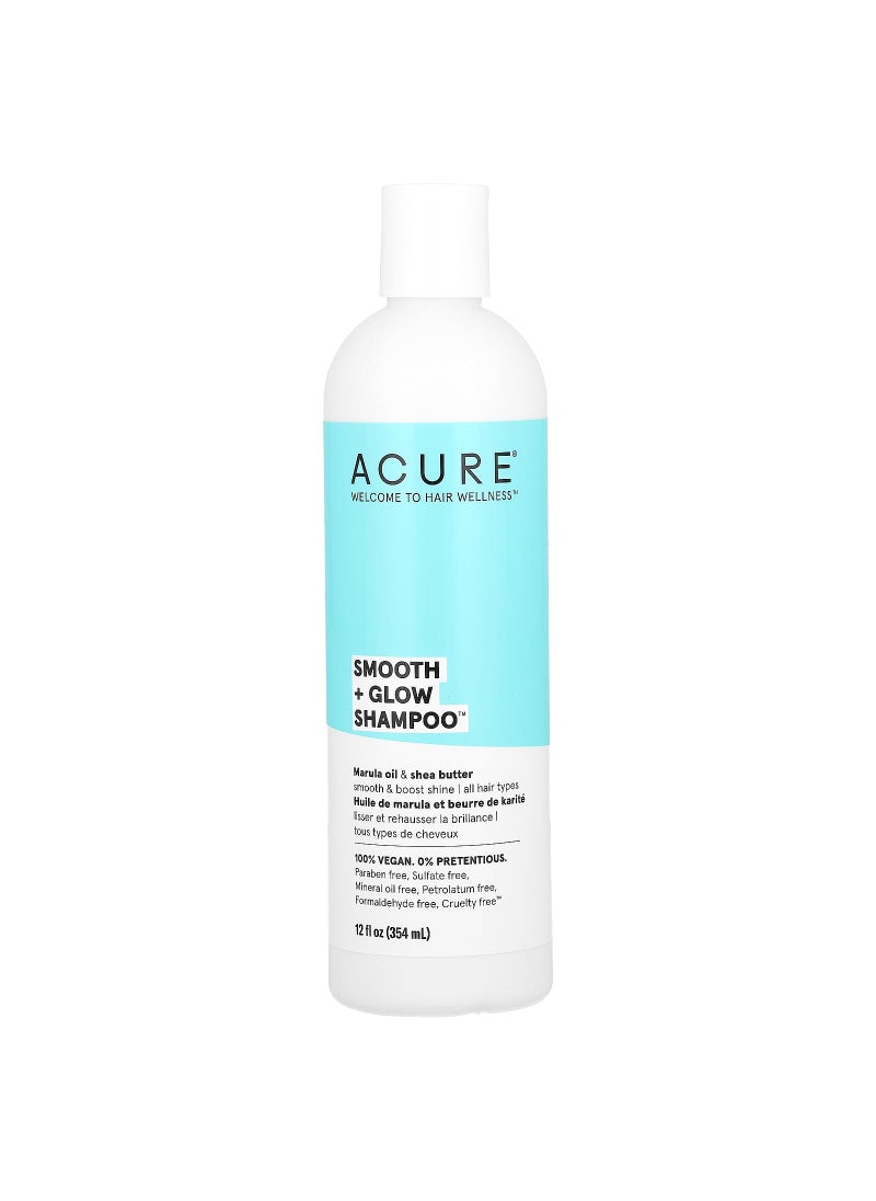 Acure Smooth + Glow Shampoo | Featuring Marula Oil & Shea Butter to Tame Frizz & Amp Up The Shine Factor, 12 Fl Oz