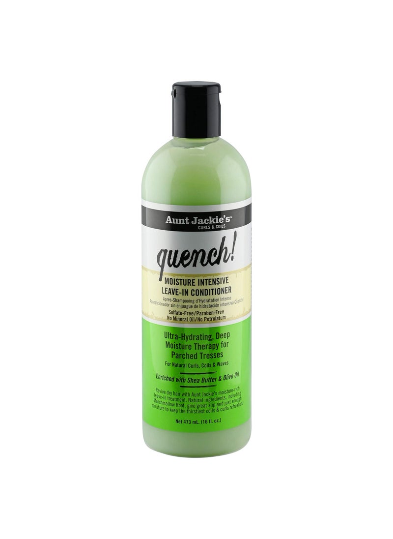 Aunt Jackie's Curls and Coils Quench Moisture Intensive Leave-In Hair Conditioner for Natural Curls, Coils and Waves, Enriched with shea Butter, 16 oz