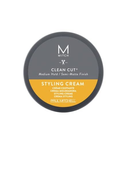 MITCH by Paul Mitchell Clean Cut Styling Cream for Men, Medium Hold, Semi-Matte Finish, For All Hair Types + Short to Medium Hair, 3 oz.